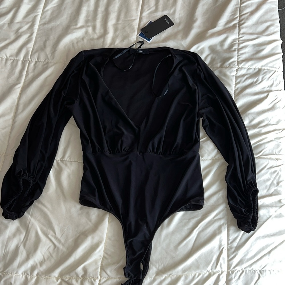Black V Neck Bodysuit